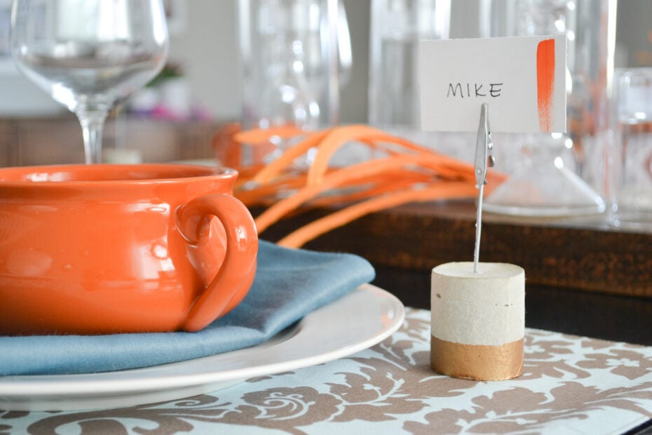 DIY Concrete Placecard Holder for Fall Tablescape