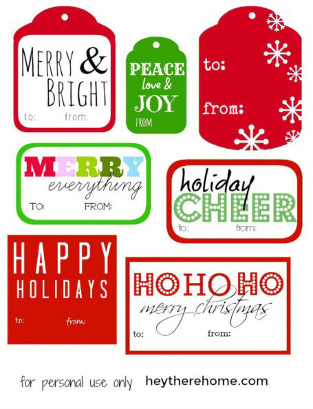 Printable Gift Tags For Christmas