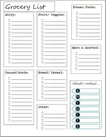Free Printable Grocery List and Meal Planner