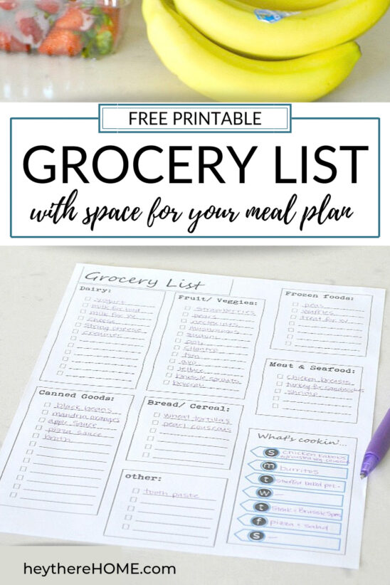 Free Printable Grocery List and Meal Planner