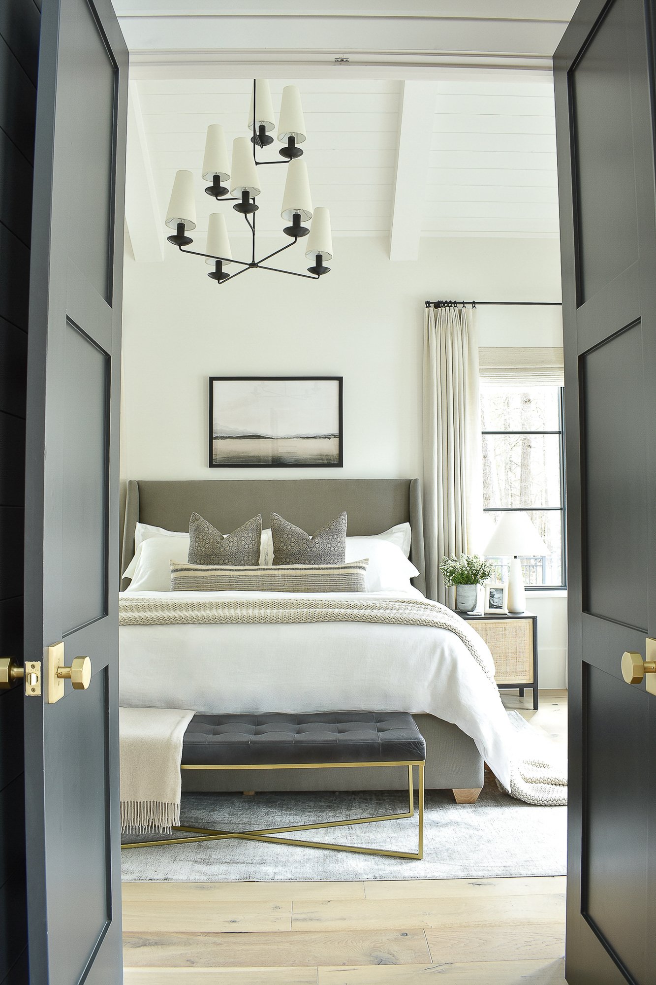 Bedroom with Sherwin Williams Snowbound SW 7004 walls