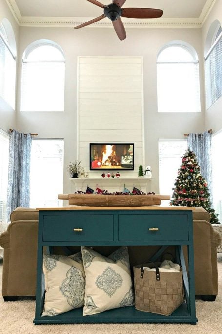 shiplap fireplace with tv