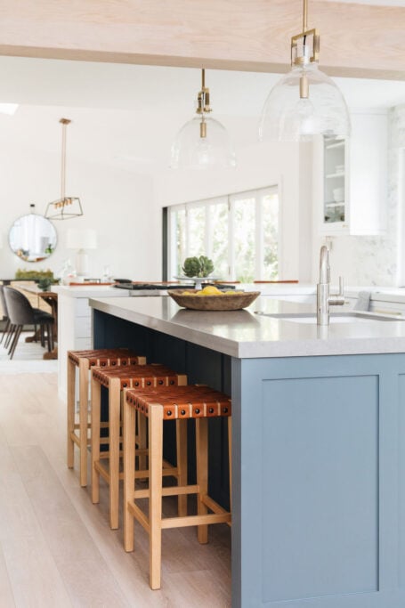 Gray blue kitchen island SW Slate Tile
