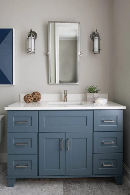 SW 7624 Slate tile vanity